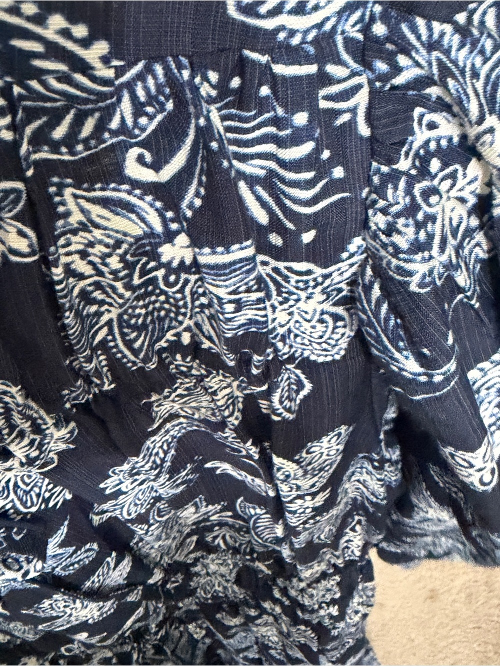 LOFT Navy and White Floral Maxi Dress with Tie Neck - Picture 2 of 4